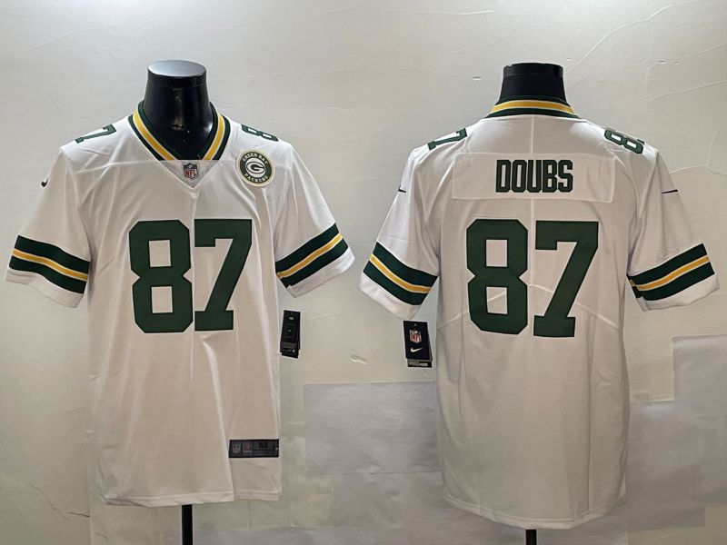 Men Green Bay Packers #87 Doubs White Second generation 2024 Nike Limited NFL Jersey style 01151